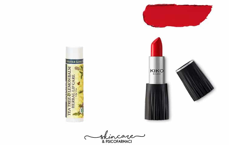 Il mio burrocacao mai più senza Badger tea tree and lemon balm e uno dei rossetti della collezione limitata Neo Noir di cui vi avevo parlato qui per il doppio uso giorno/sera. Credits: www.badgerbalm.com e www.beautydea.it