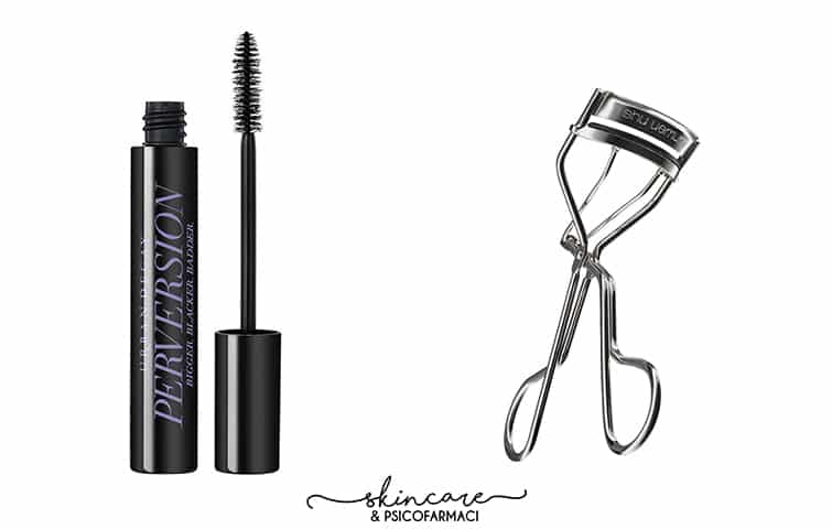 La mia combo preferita: il mascara Urban Decay Perversion e il piegaciclia Shu Uemura. Credits www.urbandecay.com e demandware.edgesuite.net