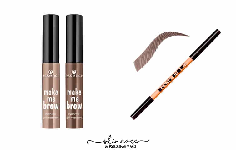 Io uso questo economicissimo mascara per sopracciglia della Essence che non delude, la matita Manga Brows di Neve Cosmetics mi piace per la sua resa naturale. Credits: blog.pianetadonna.it e www.nevecosmetics.it